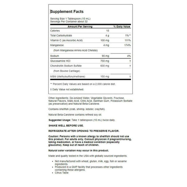Now Liquid Glucosamine Chondroitin MSM 16Oz