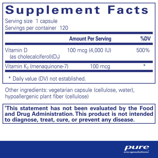 Pure EncapsulationsVitamin D3 & K2 Capsules 120ct