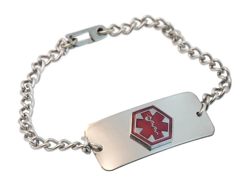 Pulsera médica de alerta de Apex en blanco con tarjeta de identificación