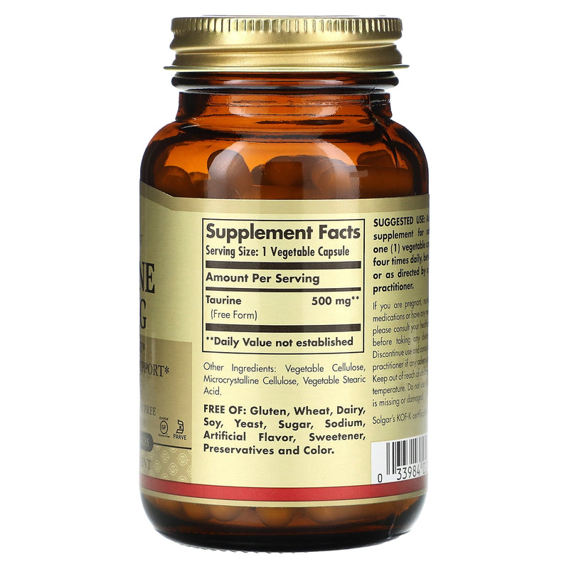 Solgar Taurine 500mg Vegetable Capsules 100ct