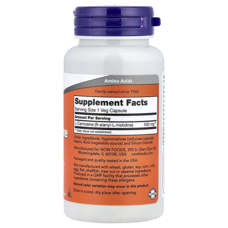 Now Carnosine 500mg 100 Vegetable Capsules