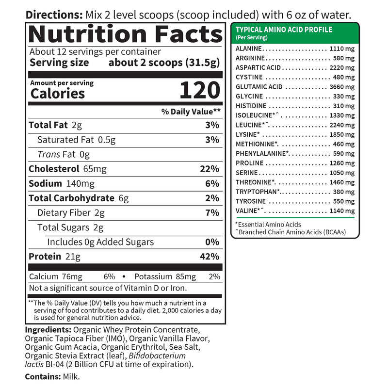 Garden Of Life Organic Whey Protein Grass Fed Vanilla 13.33oz