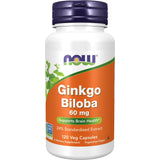 Now Ginkgo Biloba 60mg 120 Vegetable Capsules