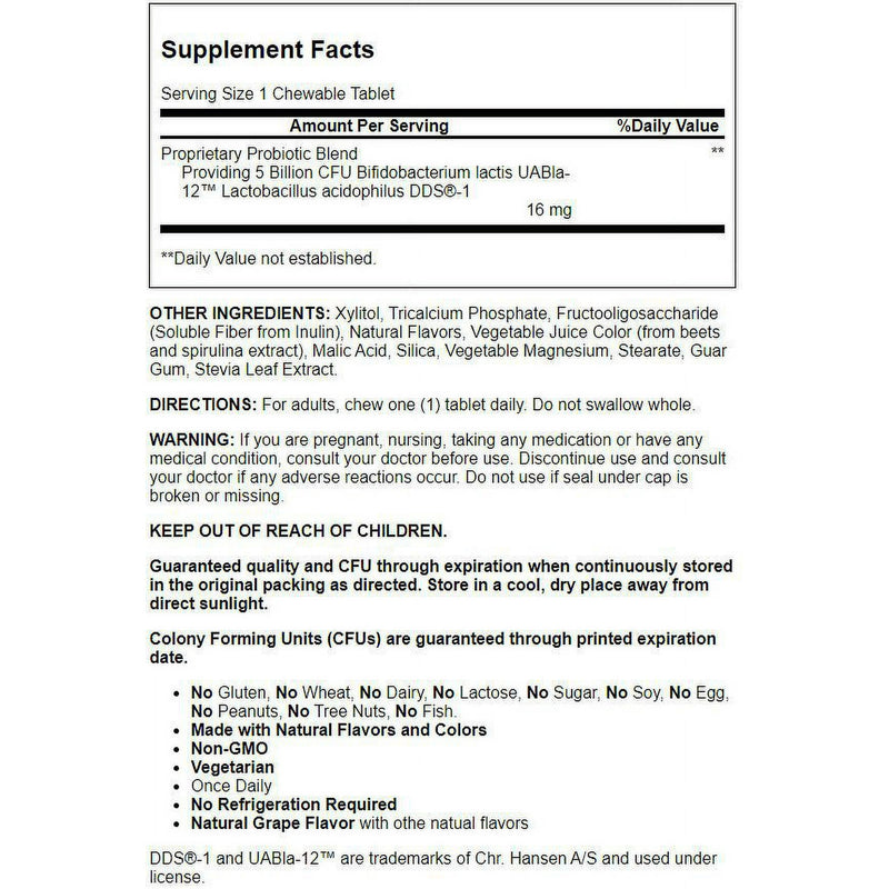 American Health Once Daily Probiotic 5 Billion Grape 60 Chewables