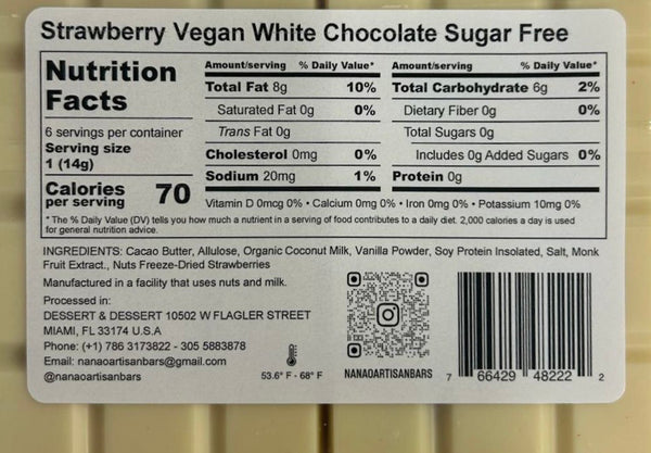 Nanao Sugar Free White Chocolate & Strawberry Sugar Free 3.35oz