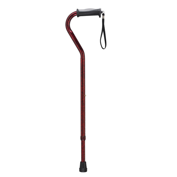 Medbasix Offset Single Point Walking Cane Adjustable Red