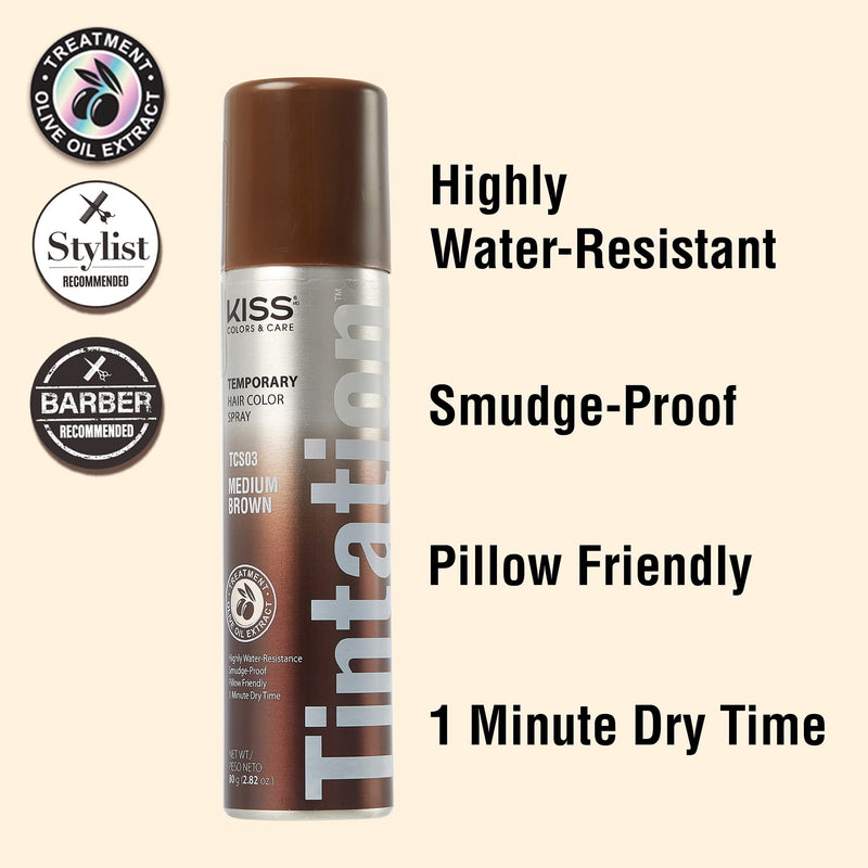 Kiss Tintation Hair Color Spray Medium Brown