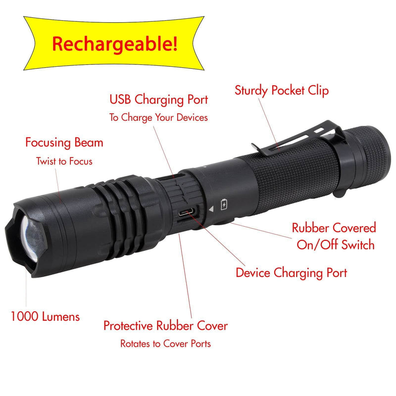 LitezAll 1000 Lumen Rechargeable Tactical Flashlight LitezAll 1000 Lumen Rechargeable Tactical Flashlight