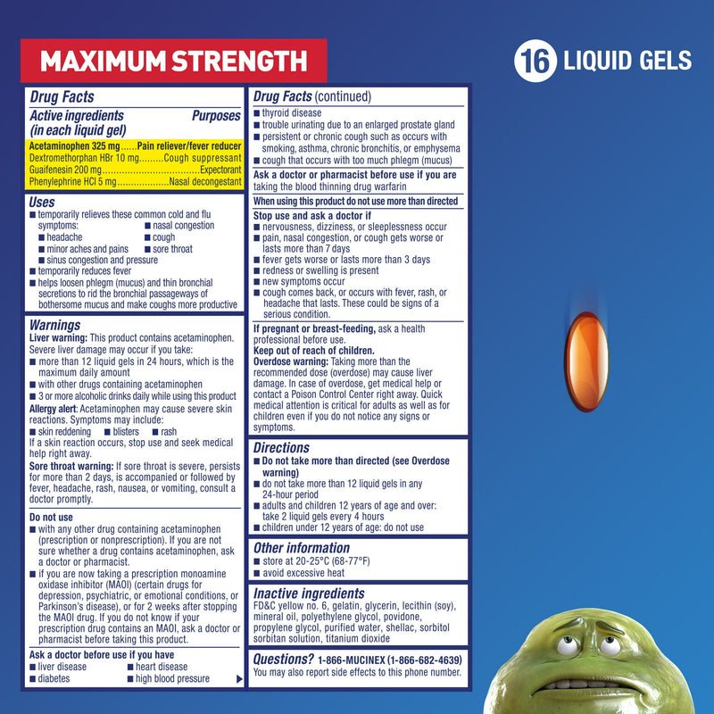 Mucinex Fast-Max Cold and Flu Liquid Gels 16ct