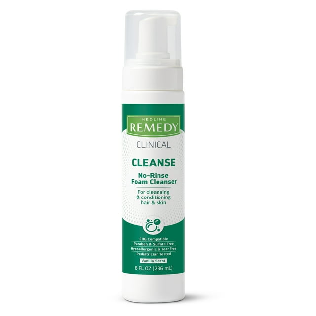 Medline Remedy Cleanse No enjuague el aroma de vainilla de espuma 8oz