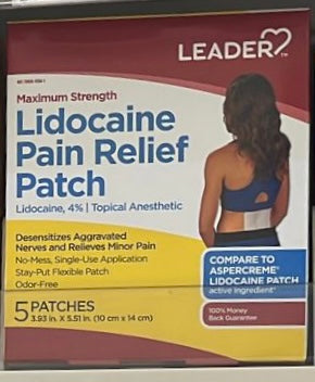 Líder Lidocaine Dolor Relief Patch 5 CT
