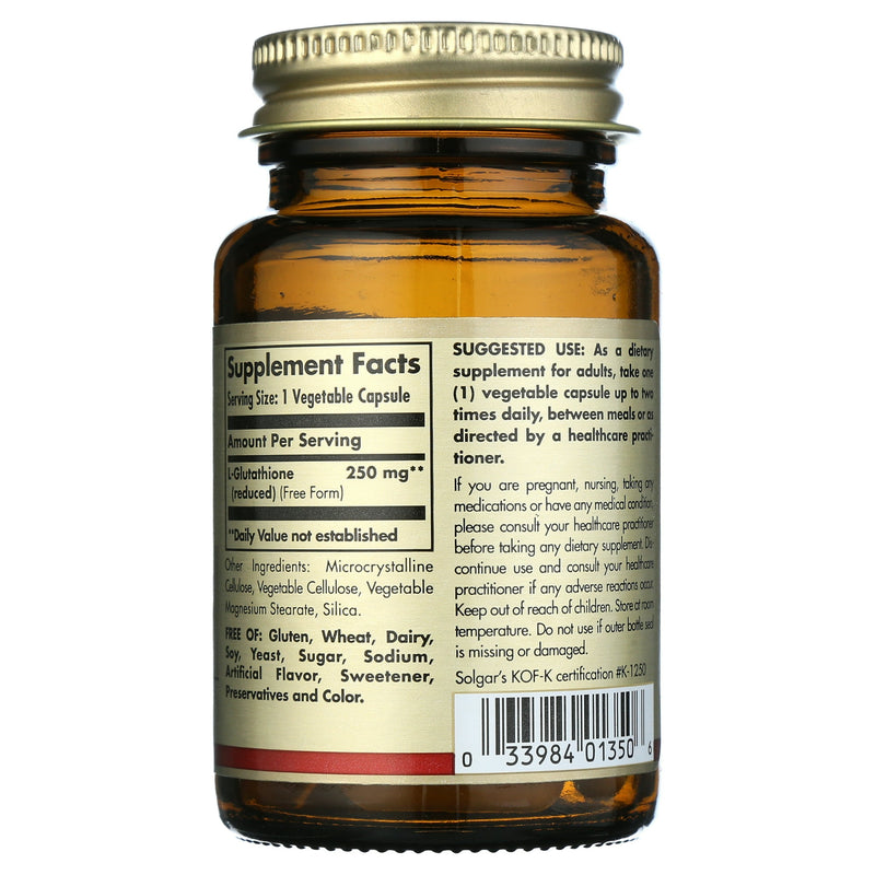 Solgar L-Glutathione 250mg Vegetable Capsules 30ct