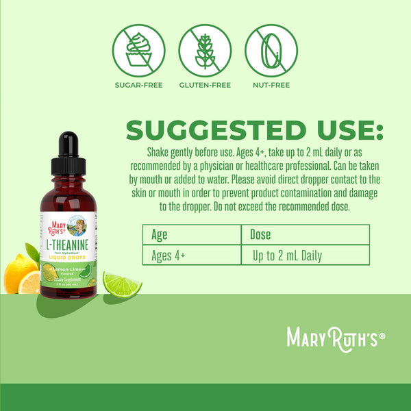 Mary Ruth's L-Theanine Drops from AlphaWave Lemon Lime 2 Fl Oz