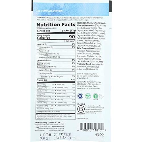 Garden Of Life Organic Plant Protein Smooth Vanilla 1oz