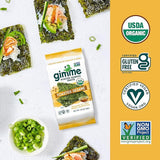 Gimme - Hojas de algas asadas orgánicas - ceto, vegano, sin gluten - Gran fuente de yodo y bocadillos saludables para niños y adultos para niños y adultos