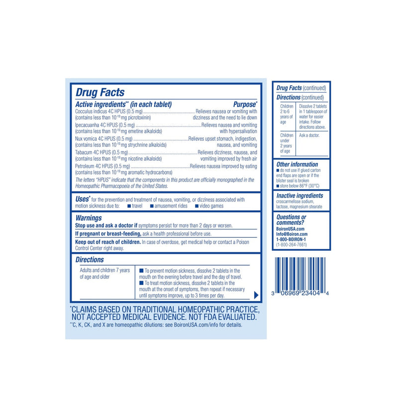 Boiron MotionCalm Meltaway tabletas 60ct