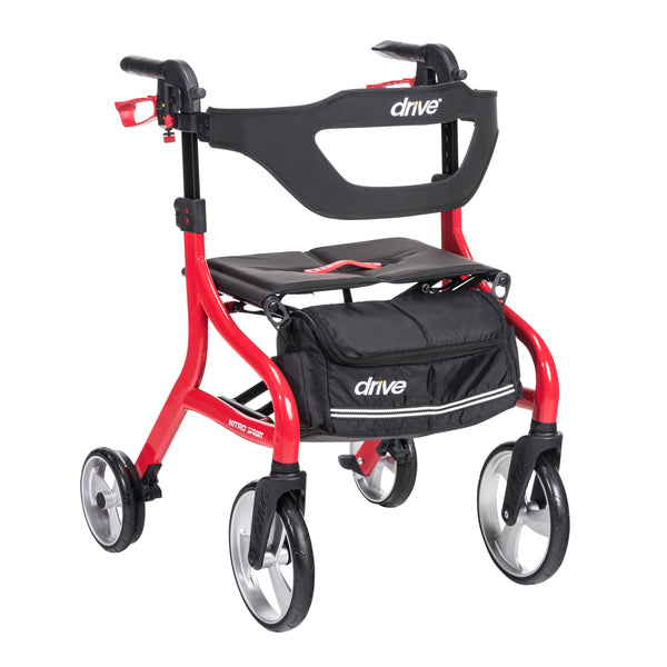 Drive Medical Nitro Sprint Rollator Rolling Walker, Red