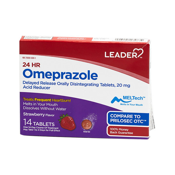 Leader Omeprazole 20mg Strawberry Chewable Tablets 42ct