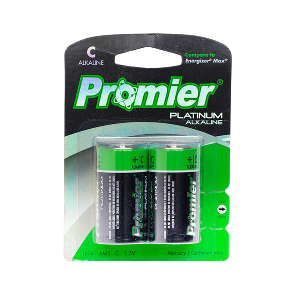 Promier Platium Alkaline C Batteries 2ct
