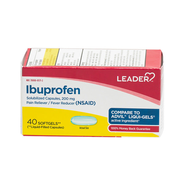 Leader Ibuprofen Liquid Softgels 200mg 40ct