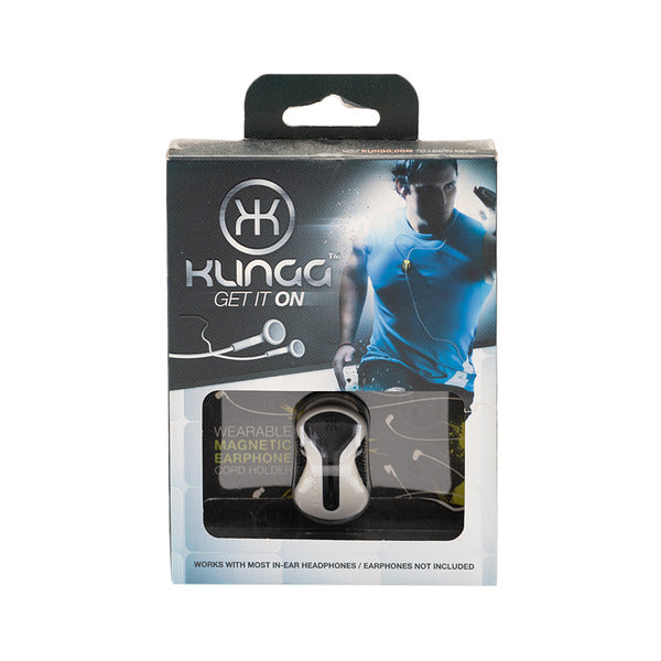 Klingg Magnetic Get On it Earphone Cord Holder Black & White