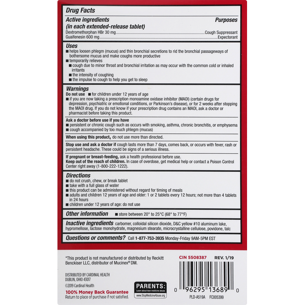 Leader Mucus Relief DM 12hr Tablets 20ct