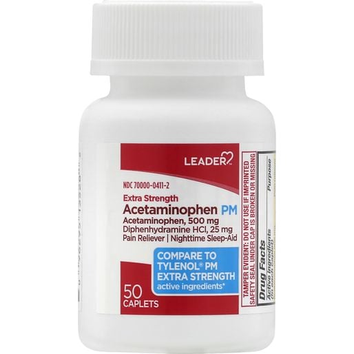Leader Acetaminophen PM Caplets 500mg 50ct