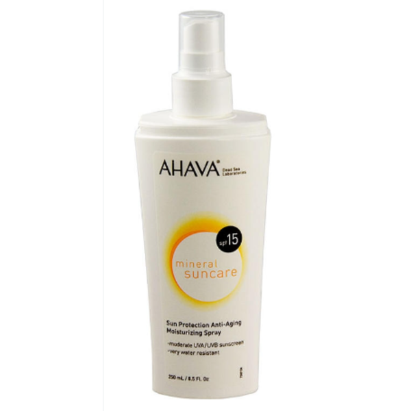 Spray hidratante antienvejecimiento Ahava, protección solar mineral, SPF 15 8.5oz