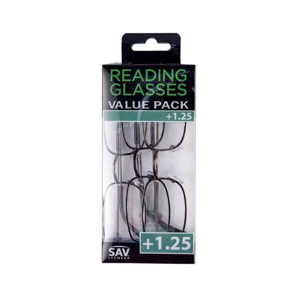 Sav Value Pack Reading Glasses Metal Jr3P2 +1.25