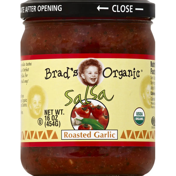 Brad's Organic Salsa Roasted Garlic Jar 16Oz