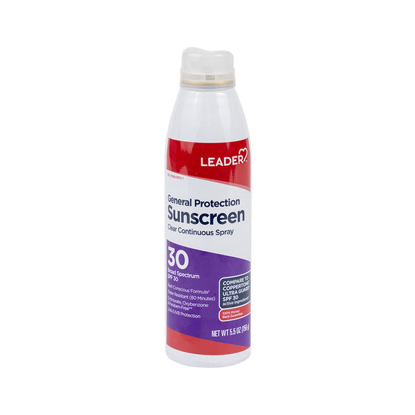 Leader Sunscreen Spf 30 Clear Continuous Spray 5.5oz