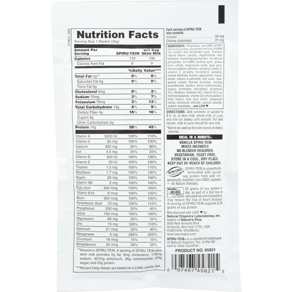 Nature's Plus Spirutein Vanilla Shake 1.2lb