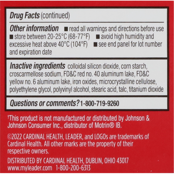 Leader Ibuprofen 200mg Coated Caplets 50ct