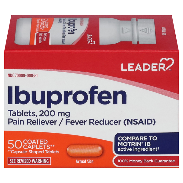 Leader Ibuprofen 200mg Coated Caplets 50ct