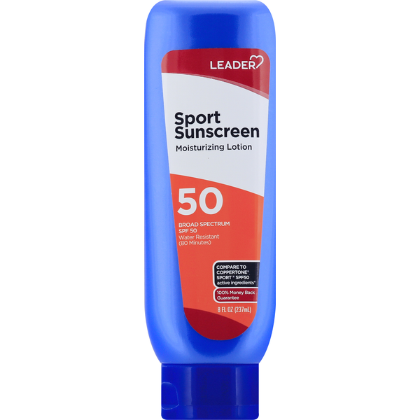 Leader Sport Sunscreen Spf 50 Moisturizing Lotion 8oz