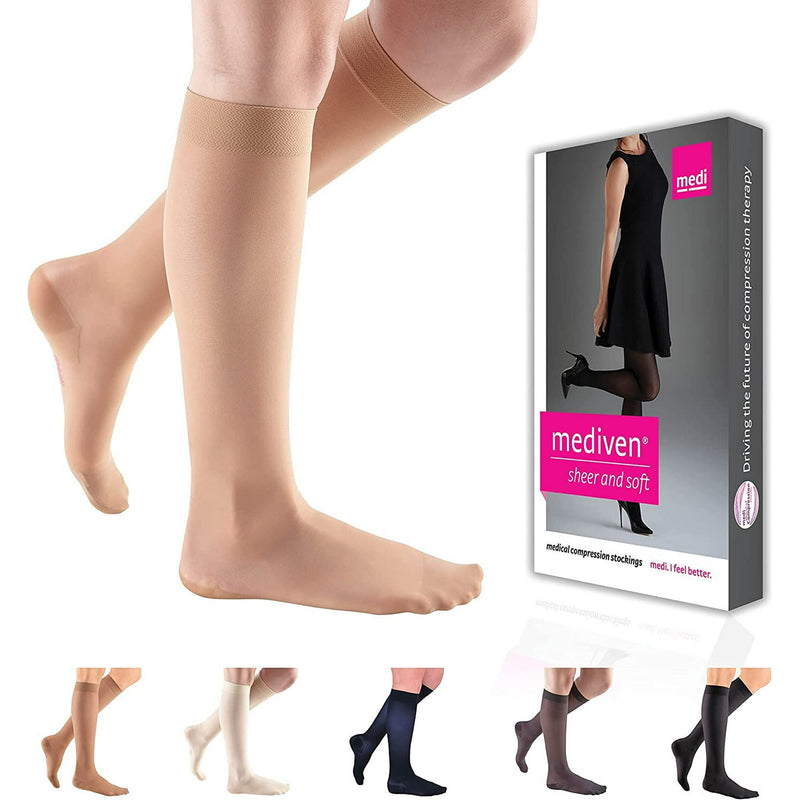 Medi Sheer & Soft Calf Standard 20-30 Mmhg Closed Toe Natural Size