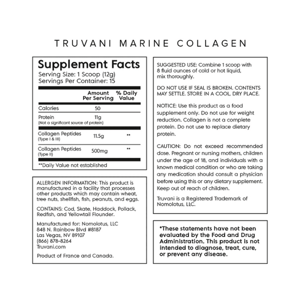 Truvani Collágeno marino capturado sin sabor 5.9 oz