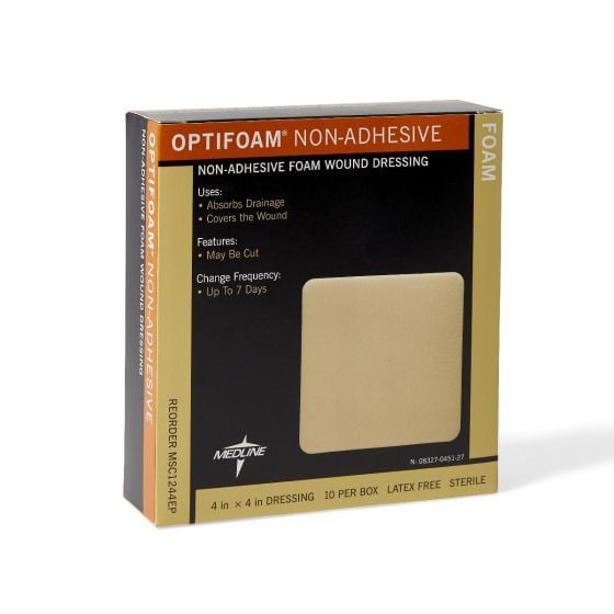 Medline Optifoam Non Adhesive 4" x 4" MSC1244