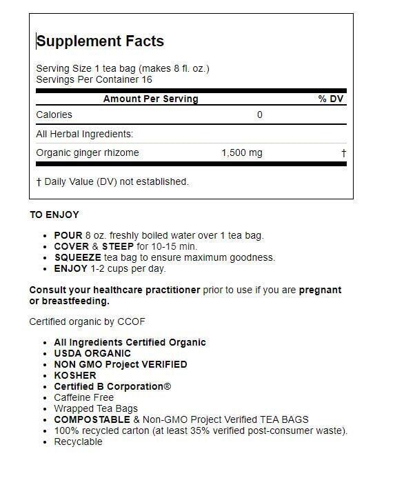 Traditional Medicinals Ginger Tea 16 Bags