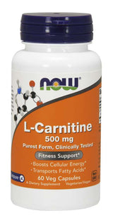 Now Carnitine 500mg 60 Vegetable Capsules