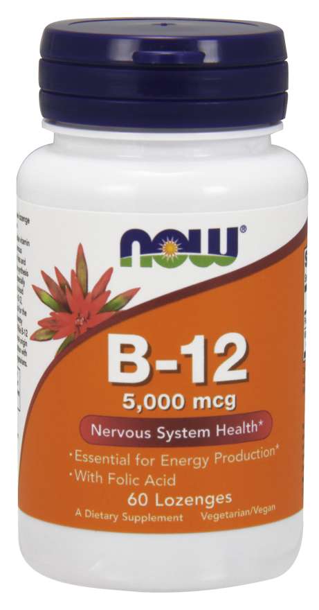 Now B-12 5000Mcg + Folic 60 Lozenges