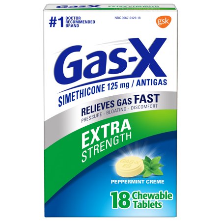 Gas-X Extra Strength Gas Relief Chewable Tablets, Peppermint Creme, 18 Count