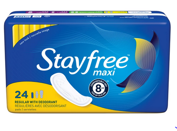 StayFree, Maxi Pads Deodorant CT, fresco, 24 recuento