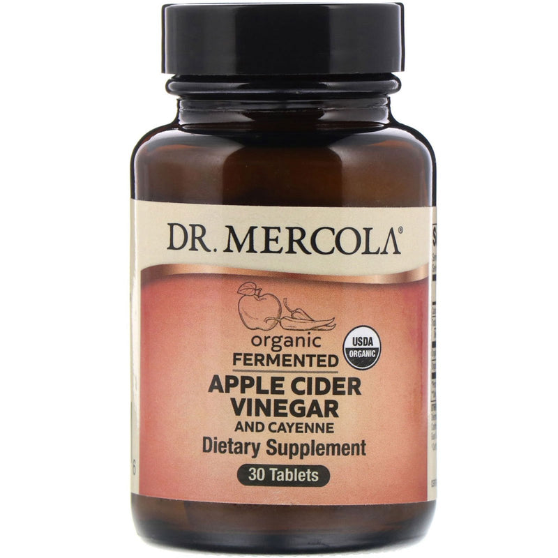 Dr. Mercola Vinagre de sidra de manzana fermentada orgánica y pimienta de cayena 30 tabletas