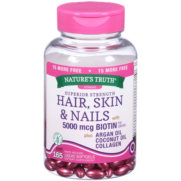 Nature's Truth Superior Strength Hair, Skin and Nails 5000mcg Biotin 165 Softgels