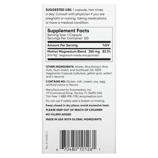 Enzymedica Magnesium Motion 120 Capsules