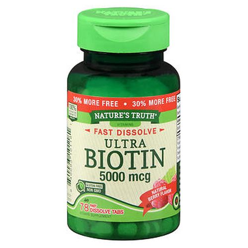 Nature's Truth Ultra Biotin 5,000mcg 78 Tabletas de disolución rápida Berry