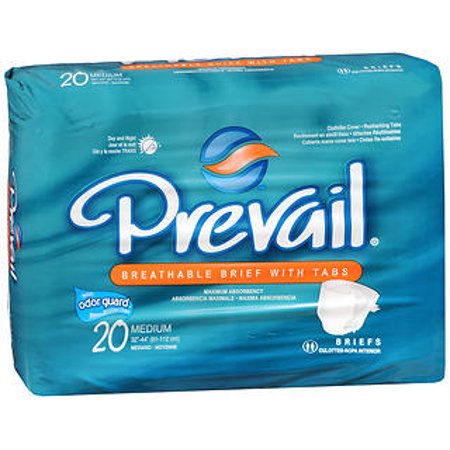 Prevail Adult Incontinent Brief, Medium, White, 20 Pack