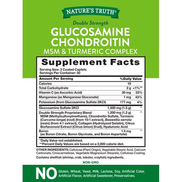 Nature's Truth Double Strength Glucosamine Chondroitin MSM Complex Caplets