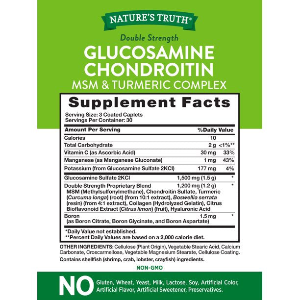 Nature's Truth Double Strength Glucosamine Chondroitin MSM Complex Caplets